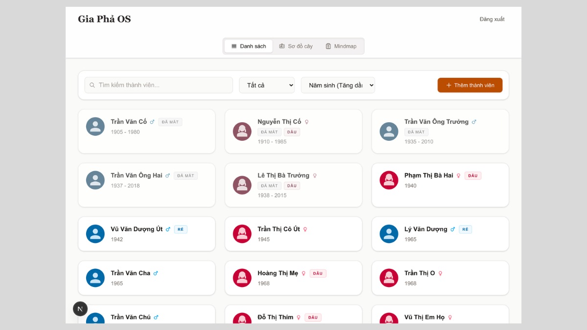 Gia phả OS: Đưa gia phả truyền thống lên nền tảng web hiện đại