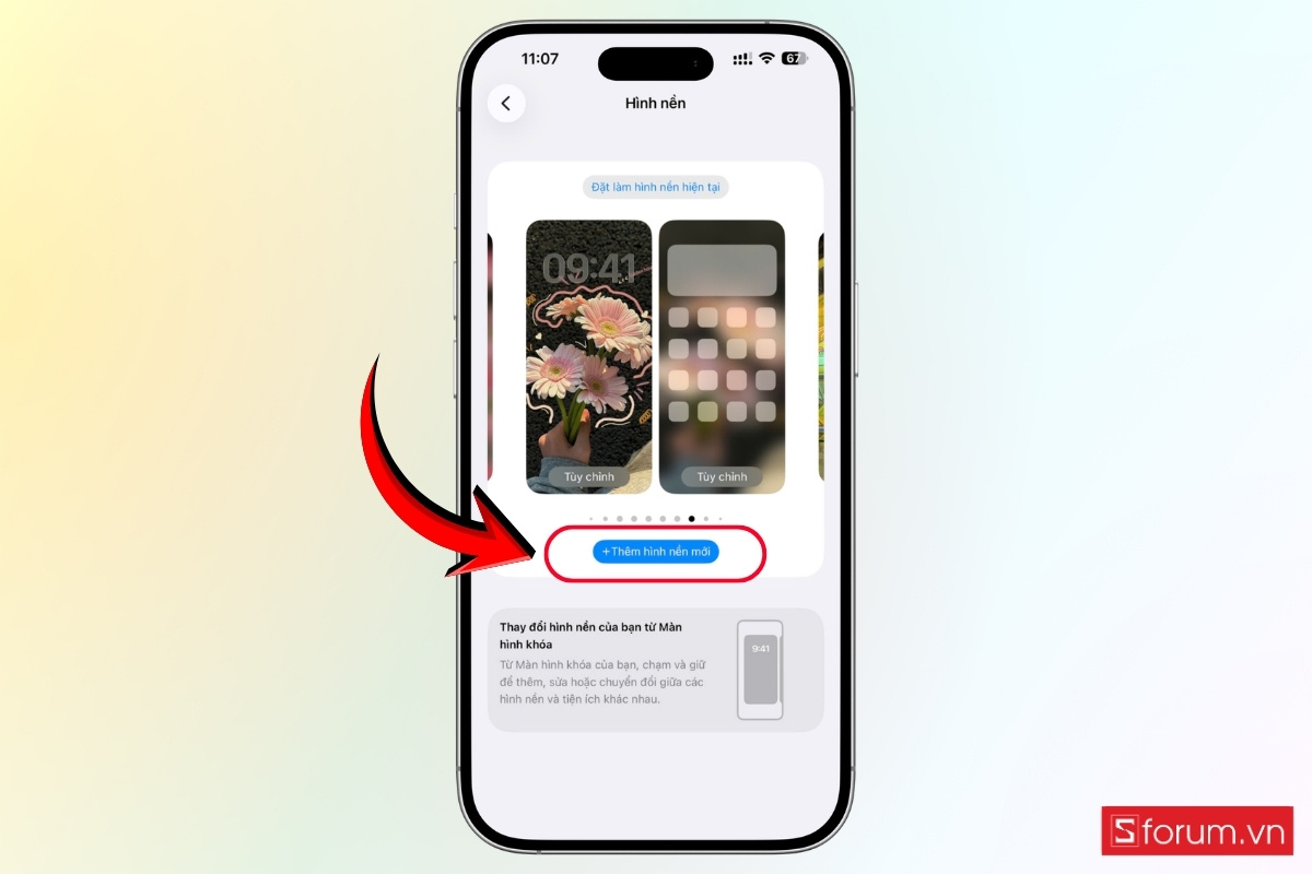Cách cài đặt hình nền iOS 26.5 bước 4
