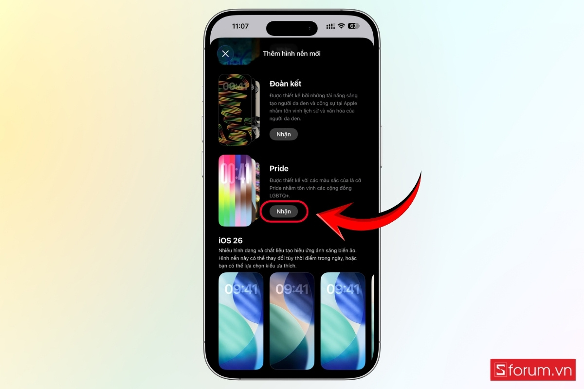 Cách cài đặt hình nền iOS 26.5 bước 5