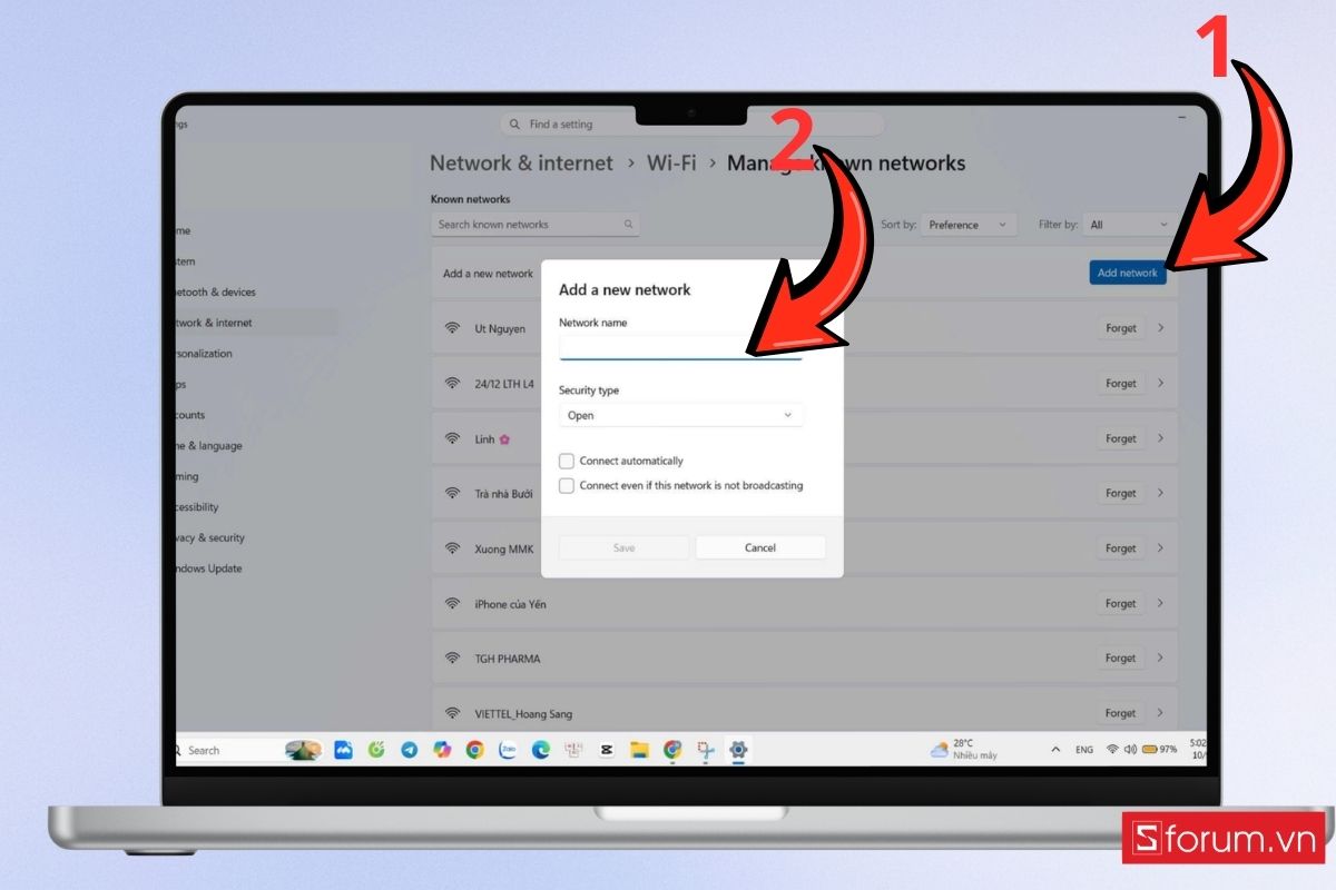 Cách kết nối Wi-Fi ẩn trên Windows bước 5