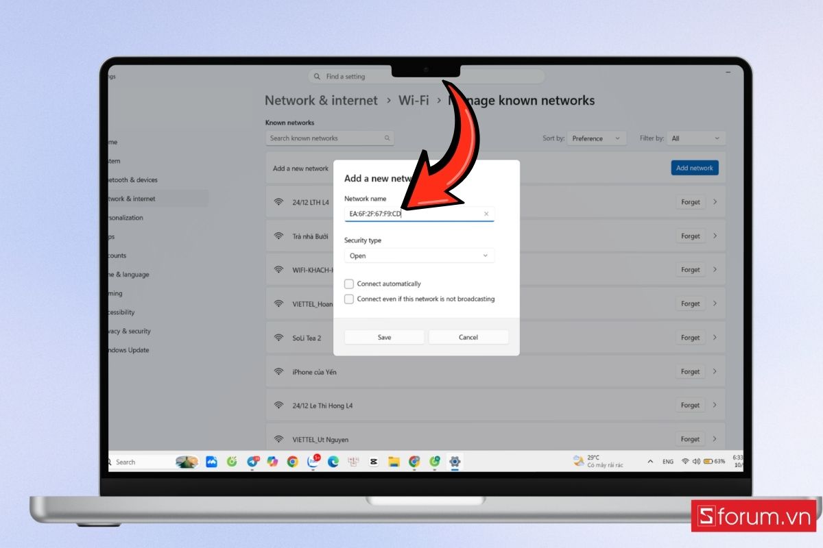 Cách kết nối Wi-Fi ẩn trên Windows bước 6