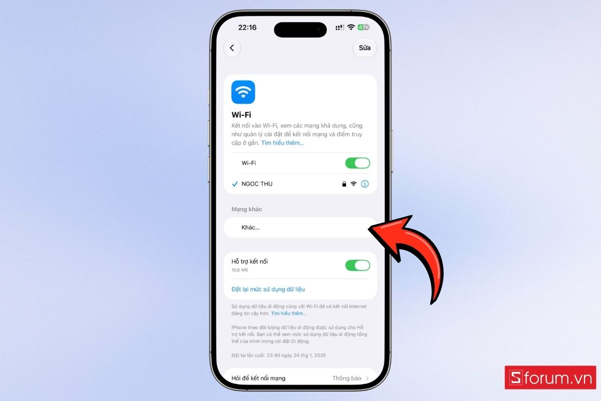 Cách kết nối Wi-Fi ẩn trên iPhone bước 3