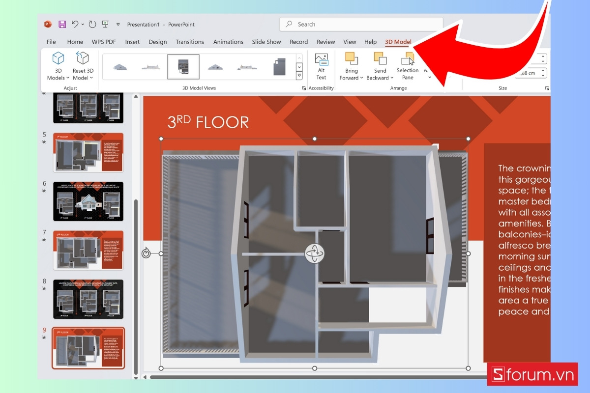 Điều chỉnh góc nhìn cho mô hình 3D bước 1
