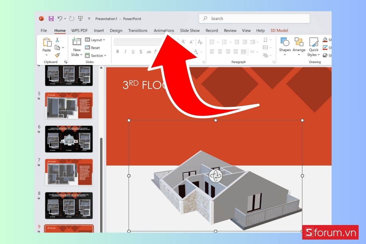 Thêm hiệu ứng chuyển động cho mô hình 3D bước 1