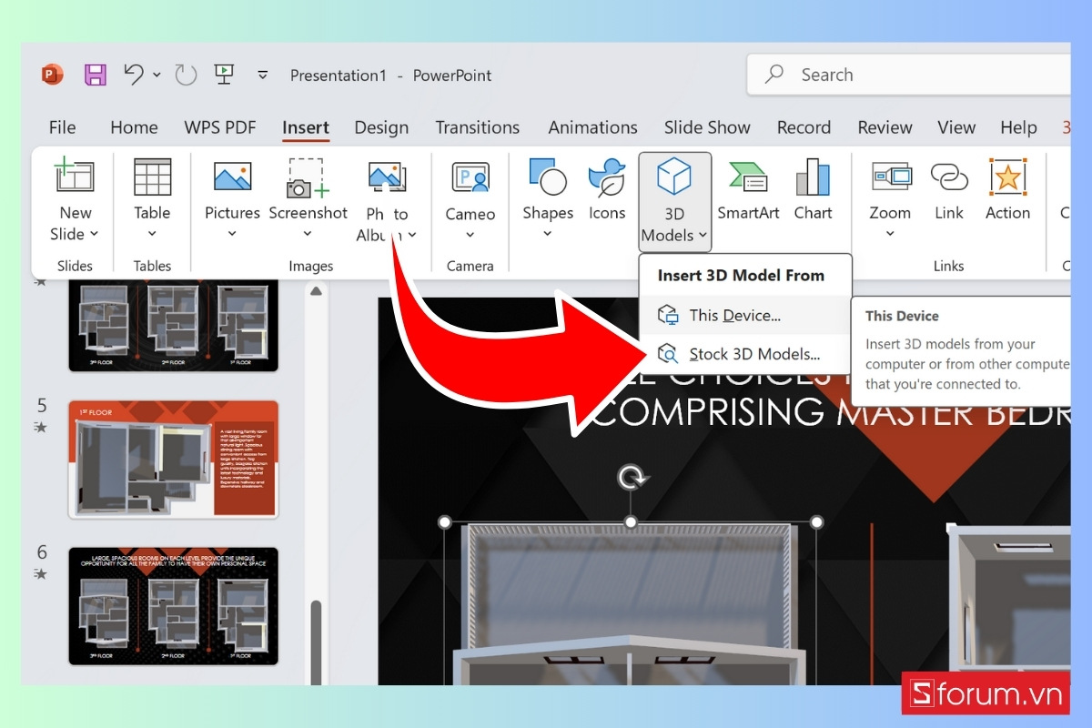 Chèn mô hình 3D vào slide PowerPoint bước 5