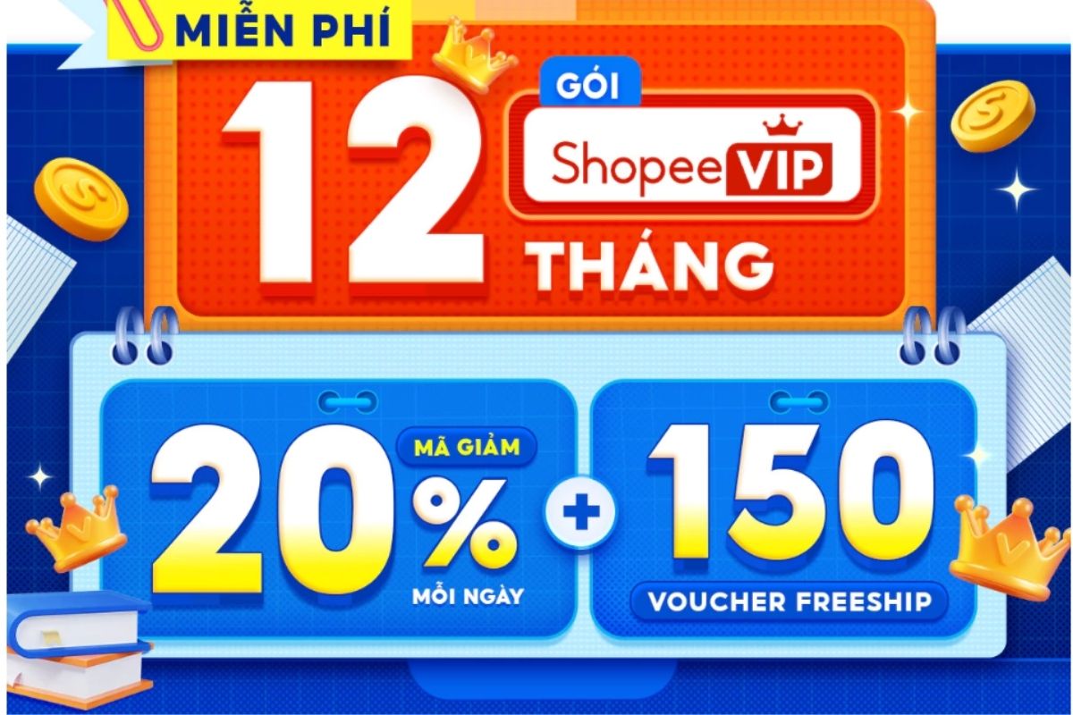 Hướng dẫn đăng ký Shopee VIP 12 tháng cho sinh viên nhận ưu đãi miễn phí