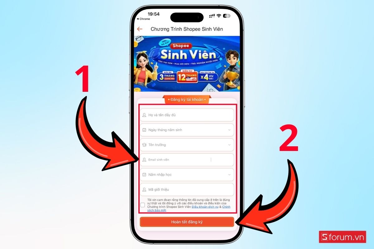 Hướng dẫn đăng ký Shopee Sinh Viên nhận Shopee VIP miễn phí 12 tháng bước 2