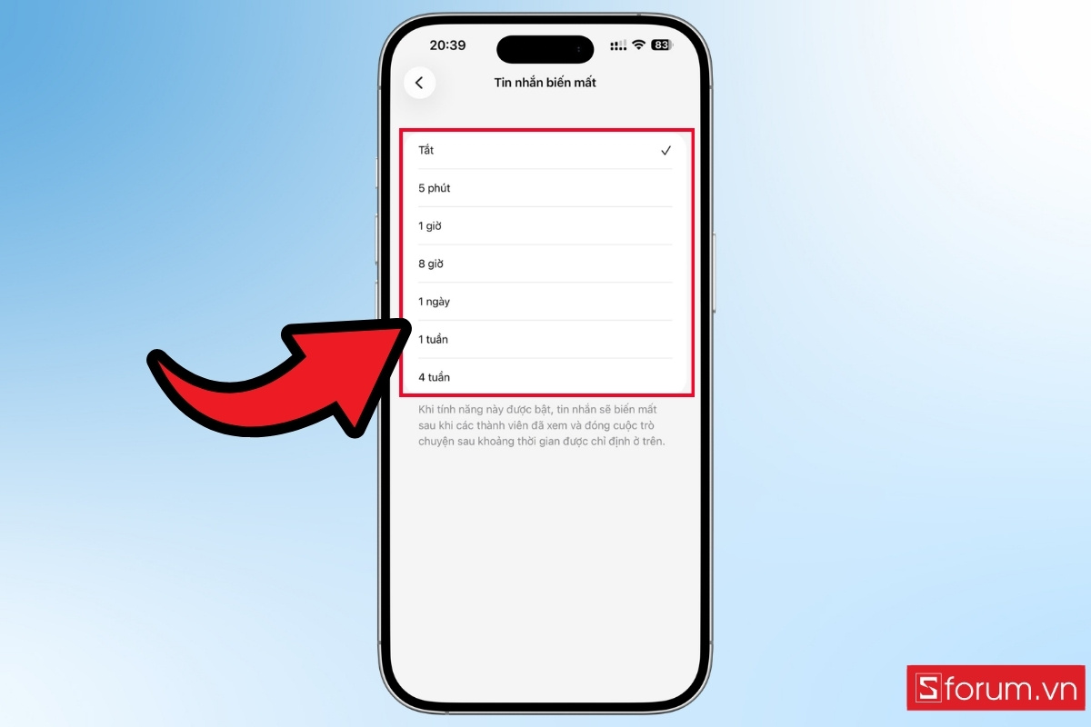 Hướng dẫn bật tin nhắn biến mất trên Xchat bước 3