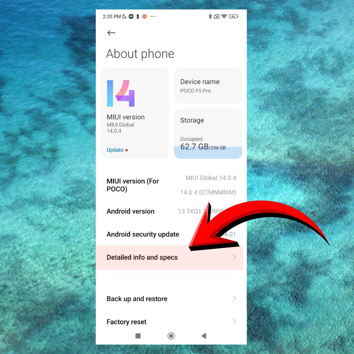 Cách lấy mã IMEI kiểm tra bảo hành Xiaomi trong cài đặt bước 2