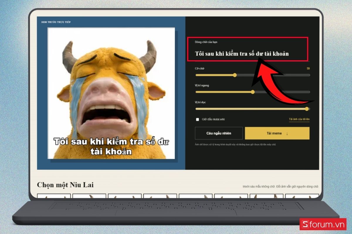 Cách tạo meme Niu Lai đơn giản bước 2