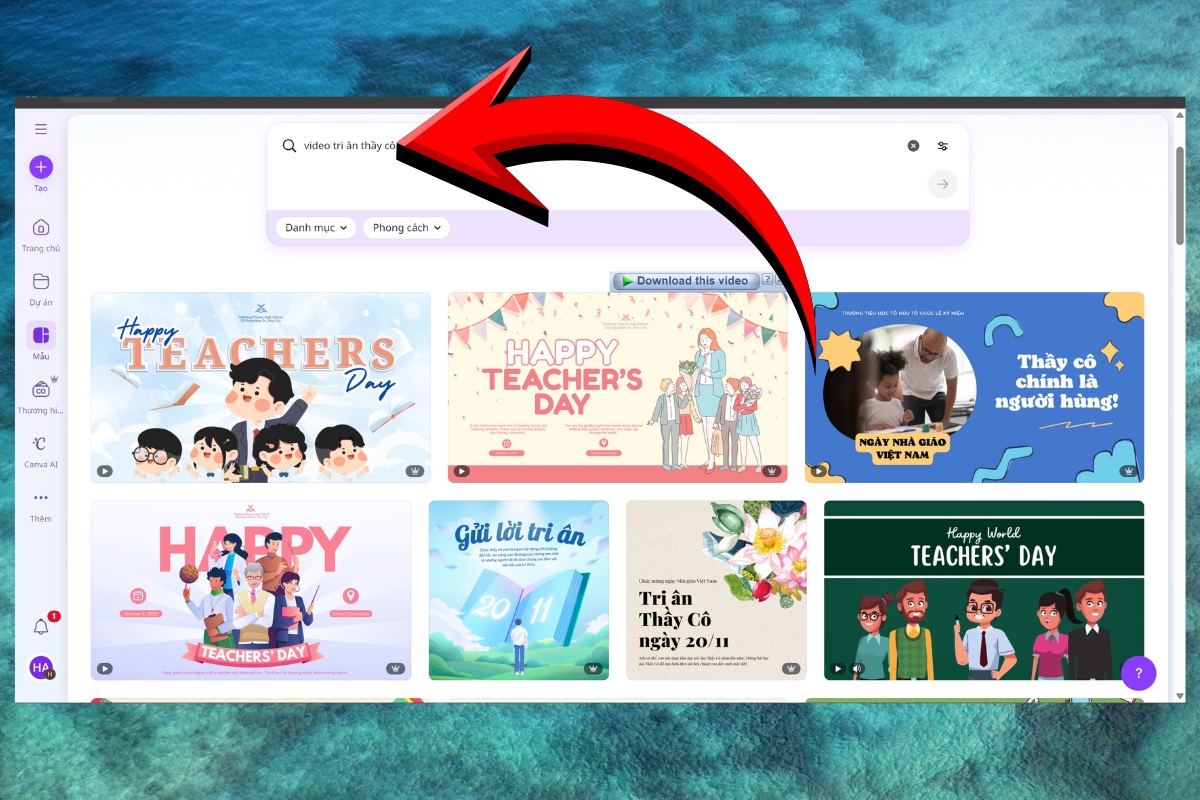 Hướng dẫn làm video tri ân thầy cô trên Canva đơn giản mà ý nghĩa bước 2