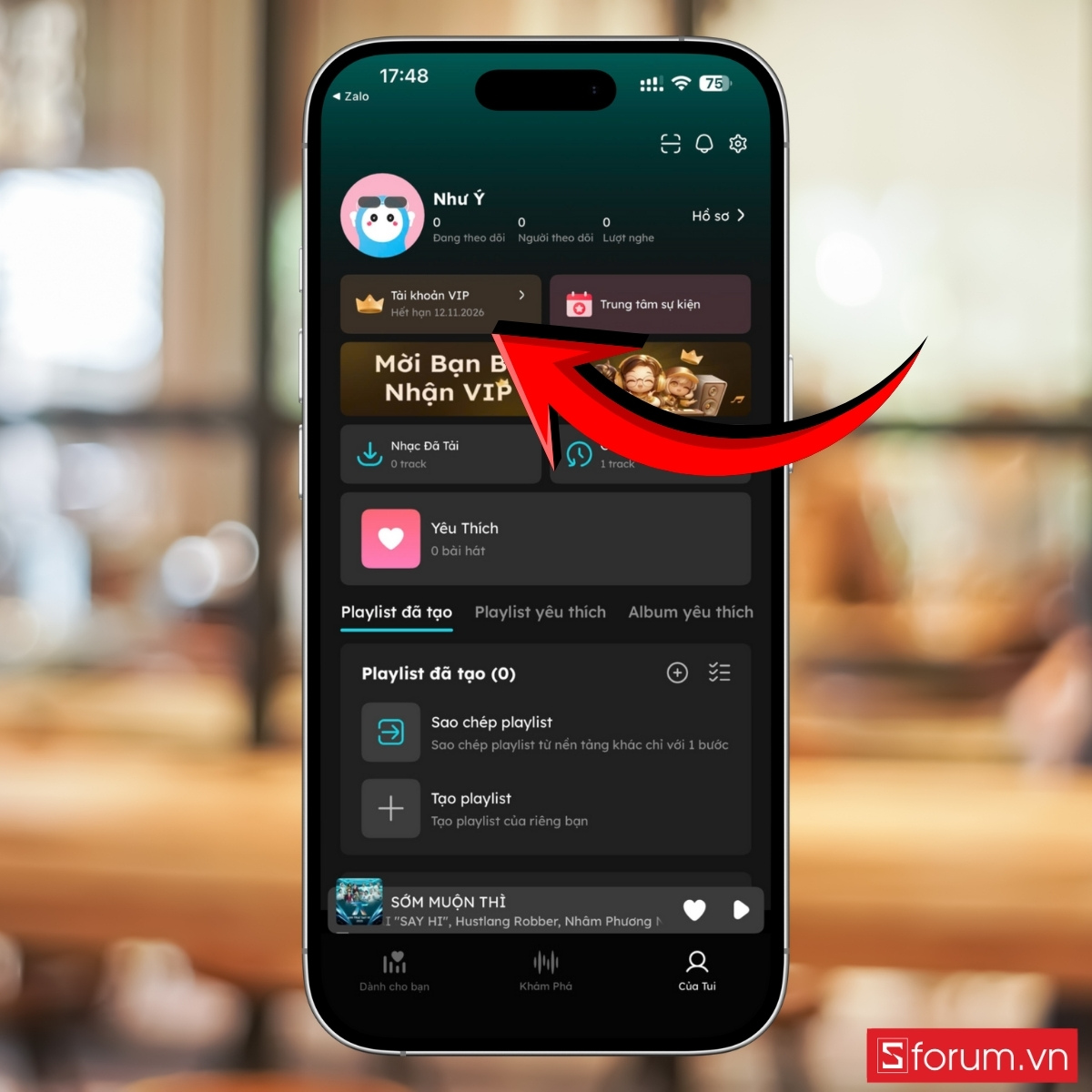 Hướng dẫn nhận gói VIP 365 ngày trên Nhạc Của Tui bước 4