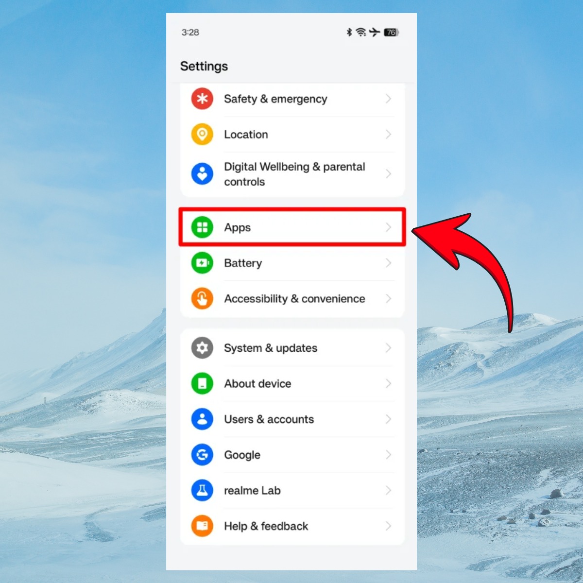 Mở phần Cài đặt của thiết bị