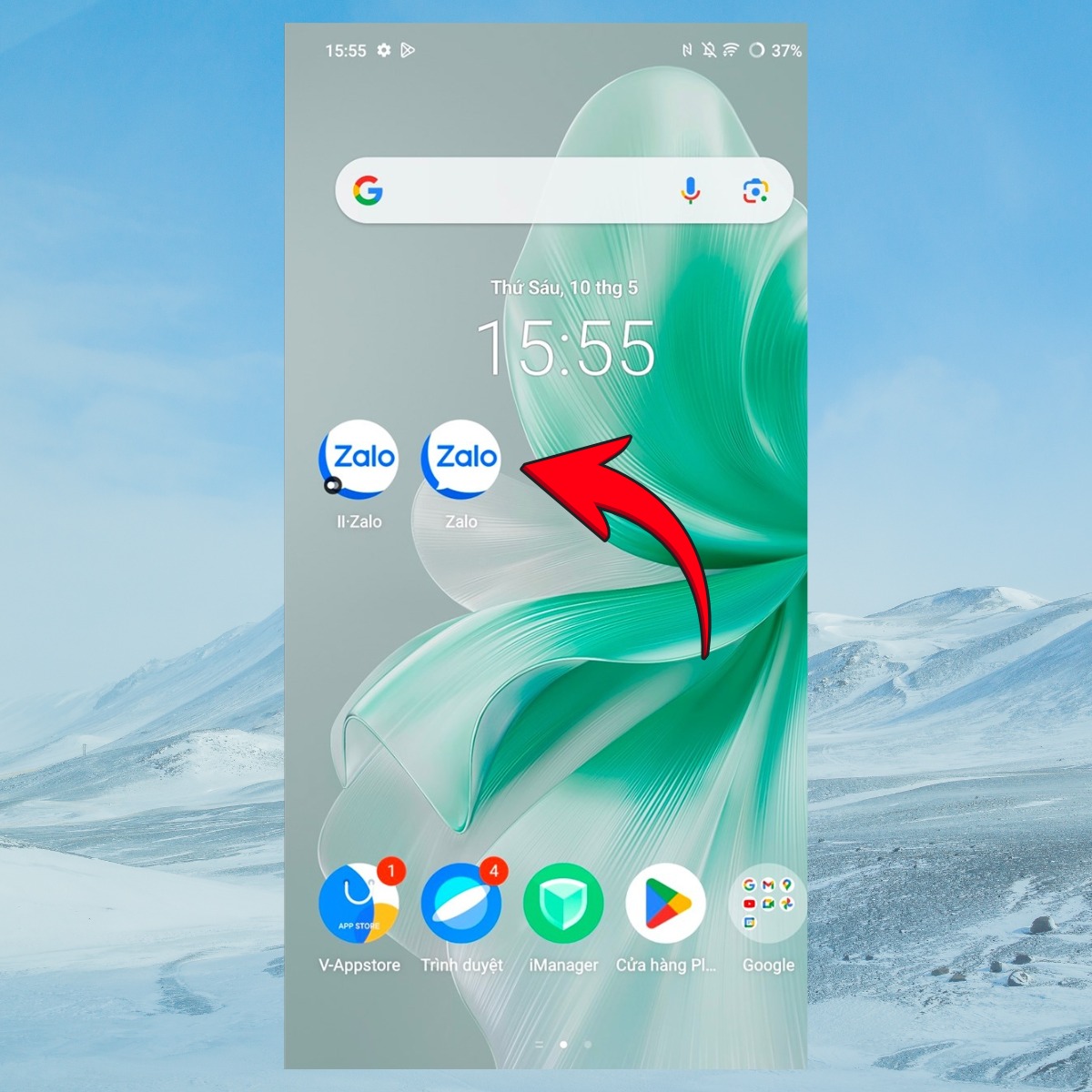 Biểu tượng ứng dụng nhân bản sẽ xuất hiện trên màn hình chính