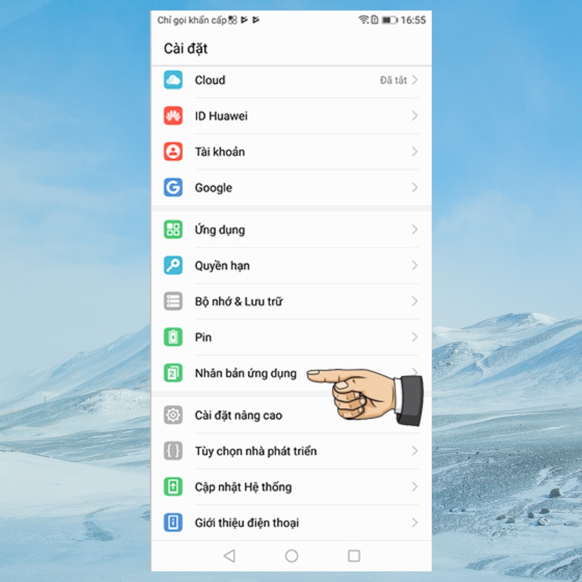 Nhấn chọn Nhân bản Ứng dụng