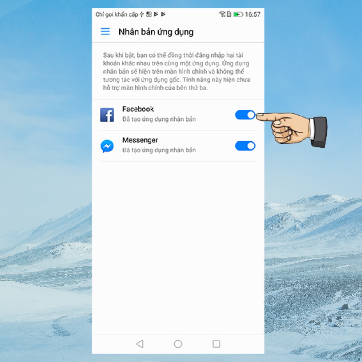 Chọn ứng dụng cần sao chép