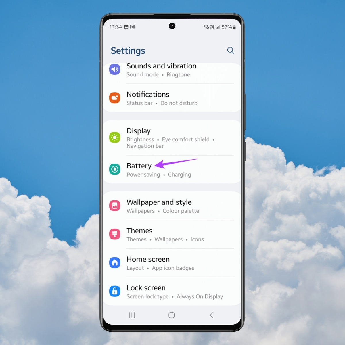 Mở phần Cài đặt vào phần Pin