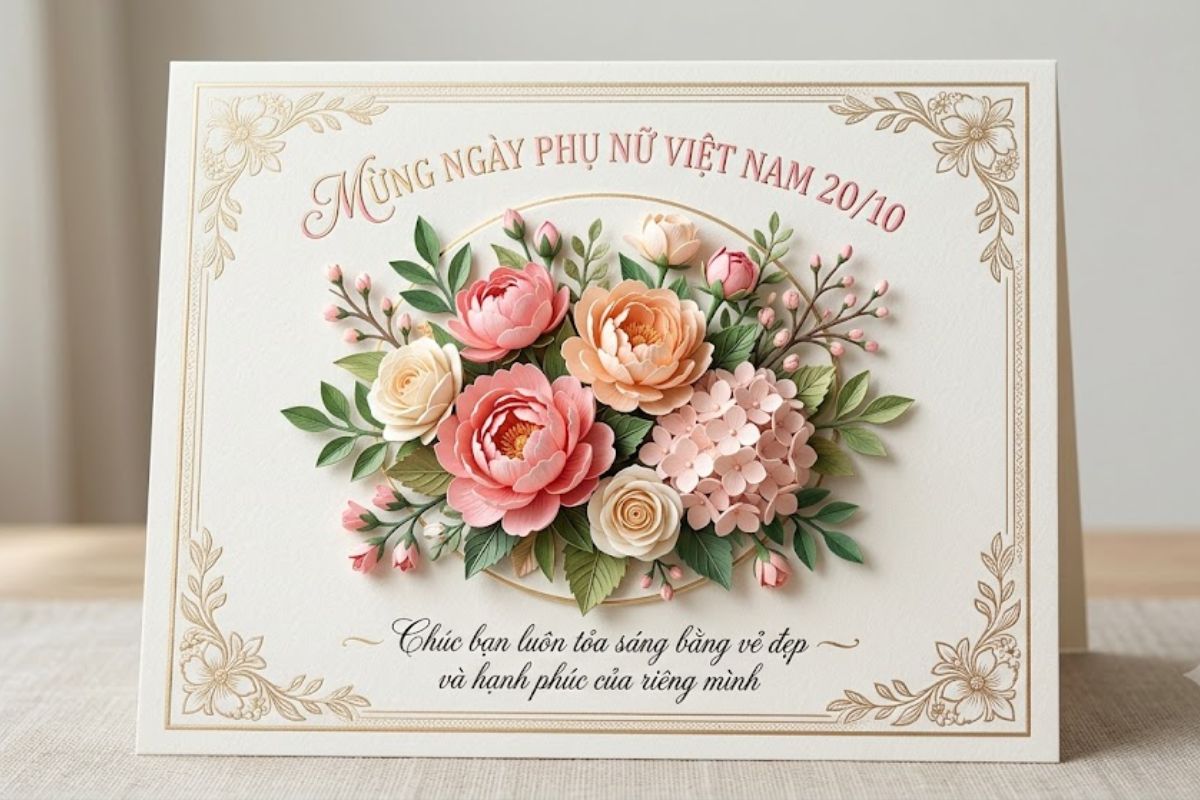 Prompt tạo thiệp 20/10 phong cách nghệ thuật hoa nổi