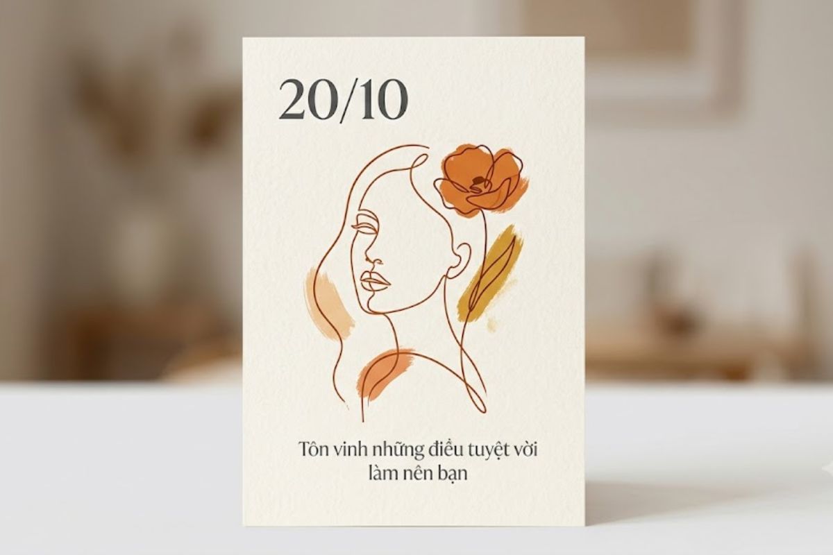 Prompt làm thiệp 20/10 tối giản, hiện đại