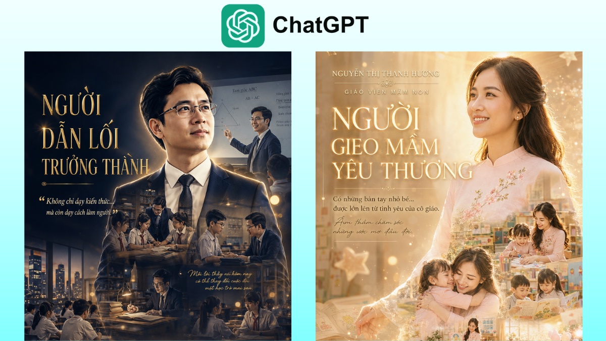 Hướng dẫn tạo ảnh poster vinh danh nghề giáo tinh tế và cảm xúc