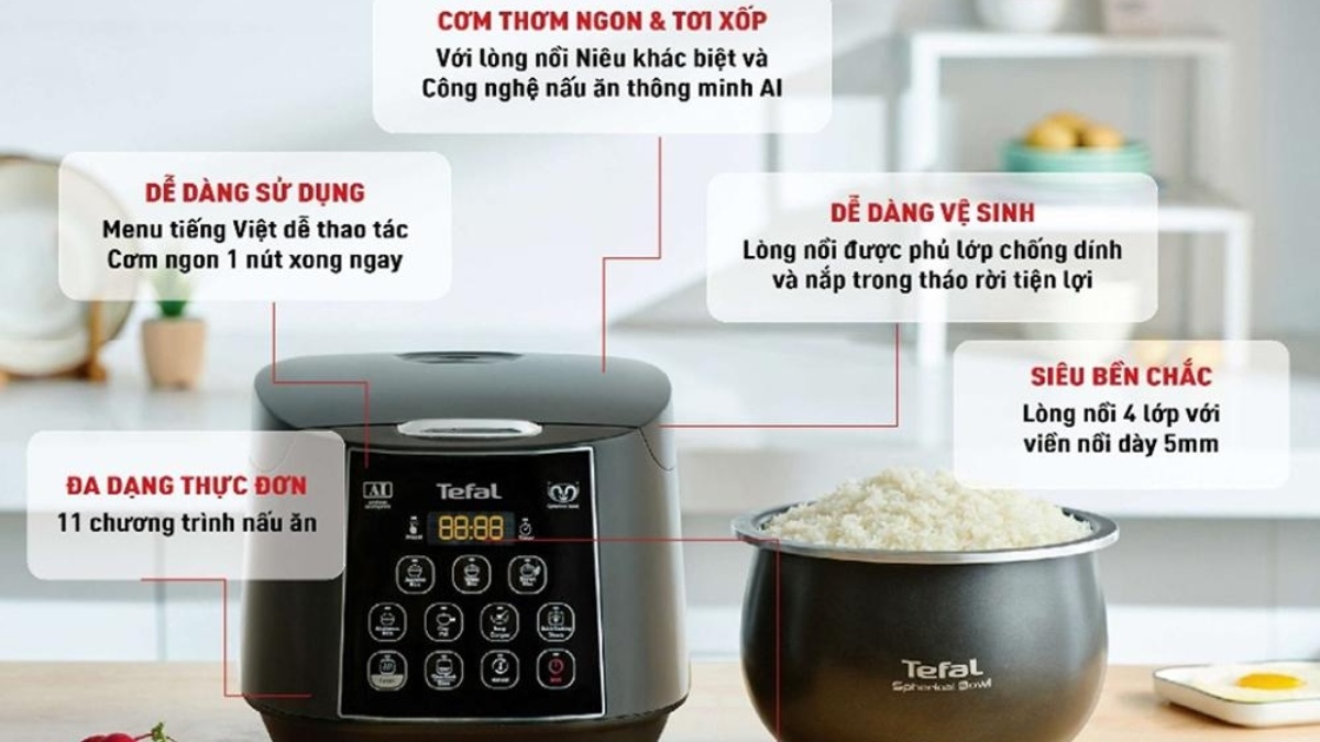 Review nồi cơm điện Tefal 1.8L có thực sự đáng mua cho căn bếp hiện đại?