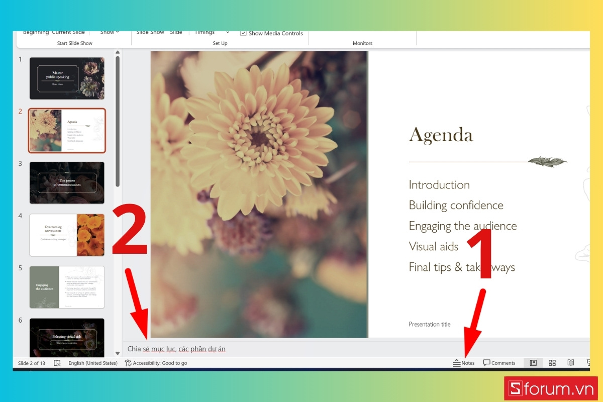Các bước chi tiết để sử dụng Presenter View khi thuyết trình bước 2