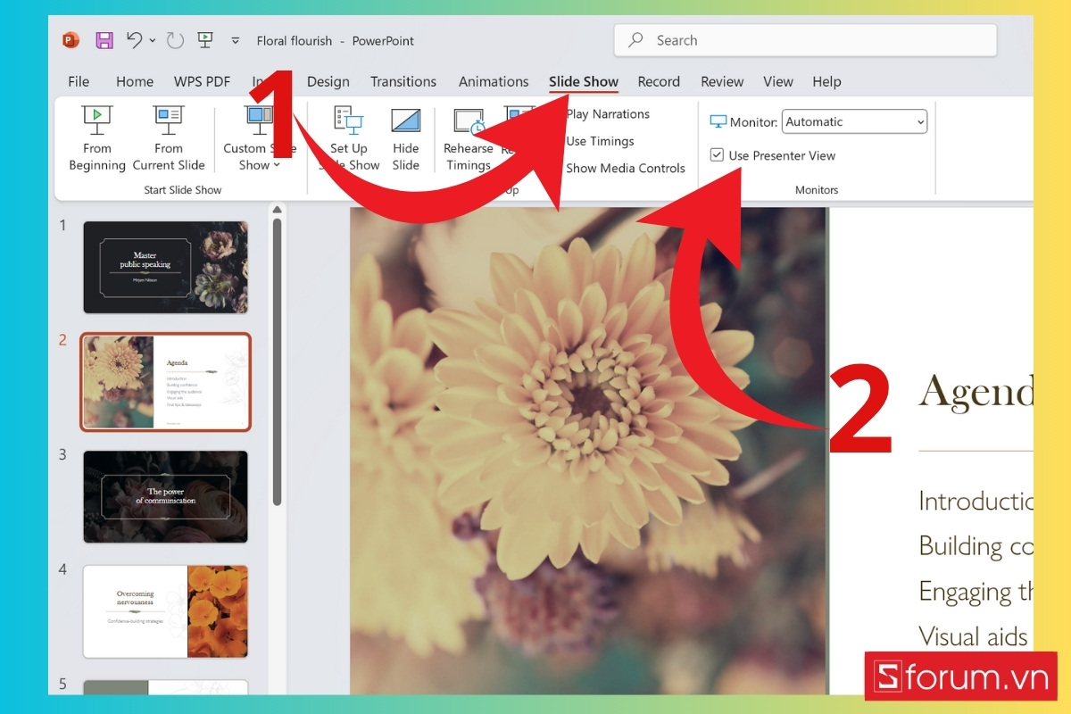 Các bước chi tiết để sử dụng Presenter View khi thuyết trình bước 3