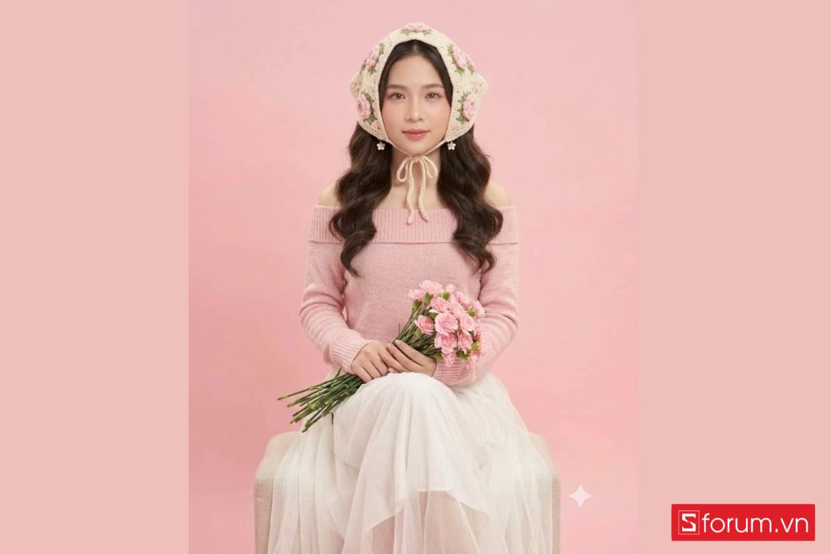 Prompt tạo ảnh ngồi cùng hoa