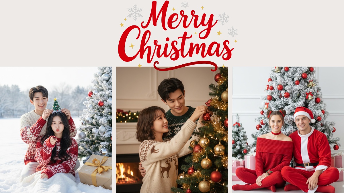 10+ prompt tạo ảnh Noel bằng AI cho cặp đôi đẹp như studio