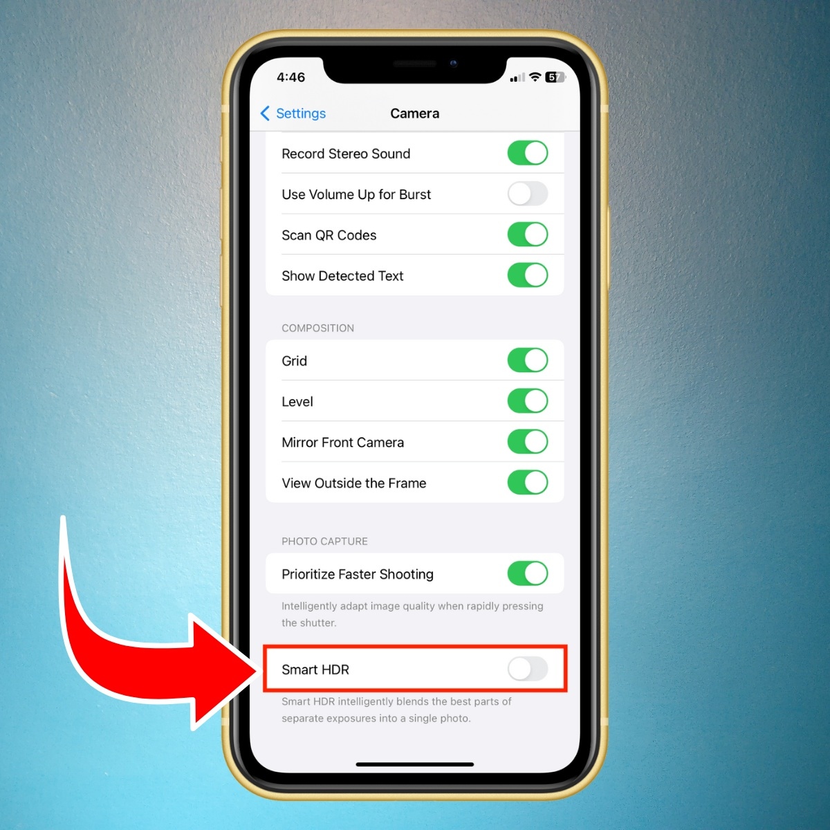 Tắt Smart HDR trên iPhone X trở lên - bước 2