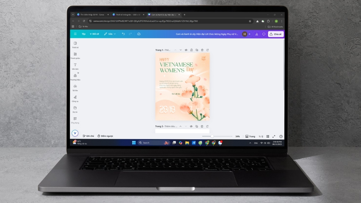 Thiết kế thiệp chúc mừng 20/10 bằng Canva đẹp và tinh tế