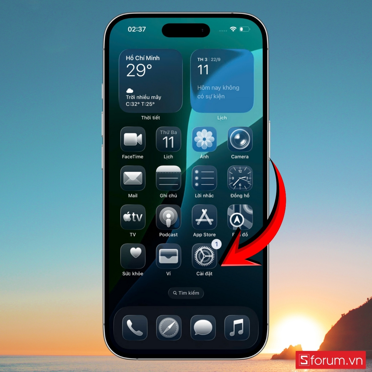 Cách bật nhanh trí thông tin thị giác bằng nút tác vụ trên iPhone bước 1