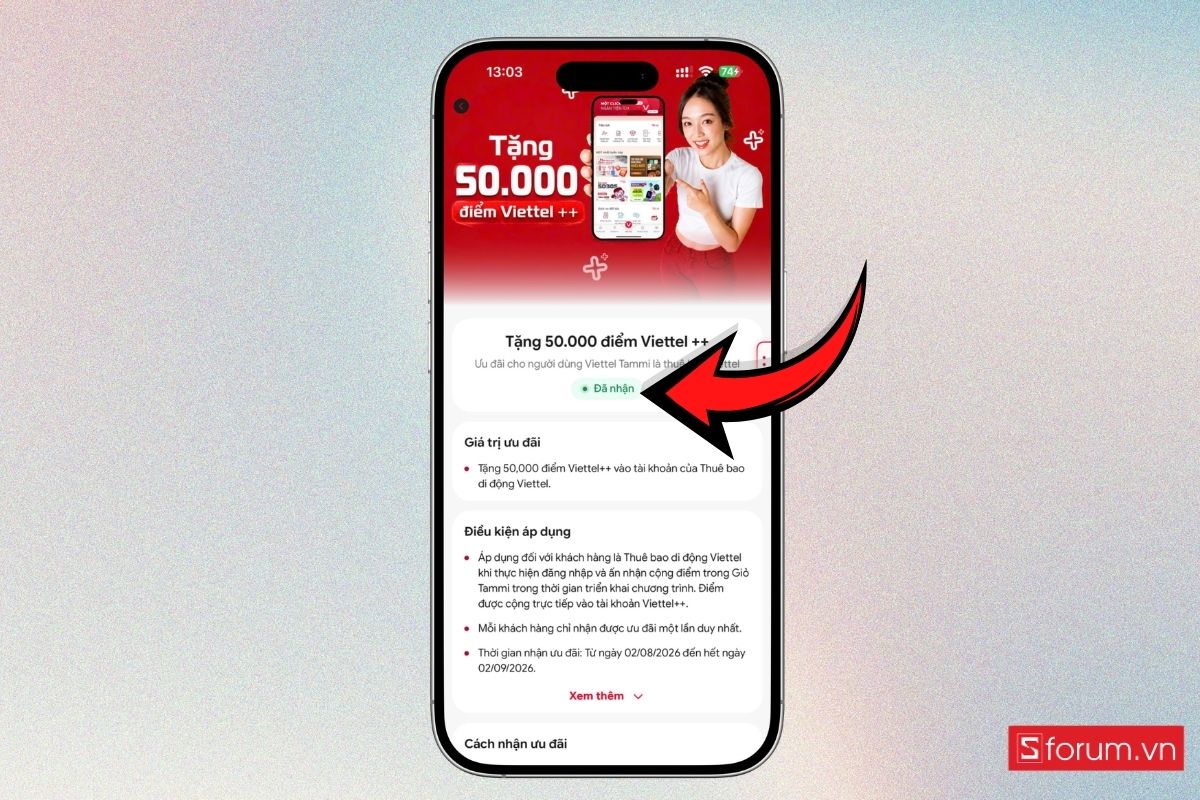 Cách nhận 50,000 điểm Viettel++ bước 7