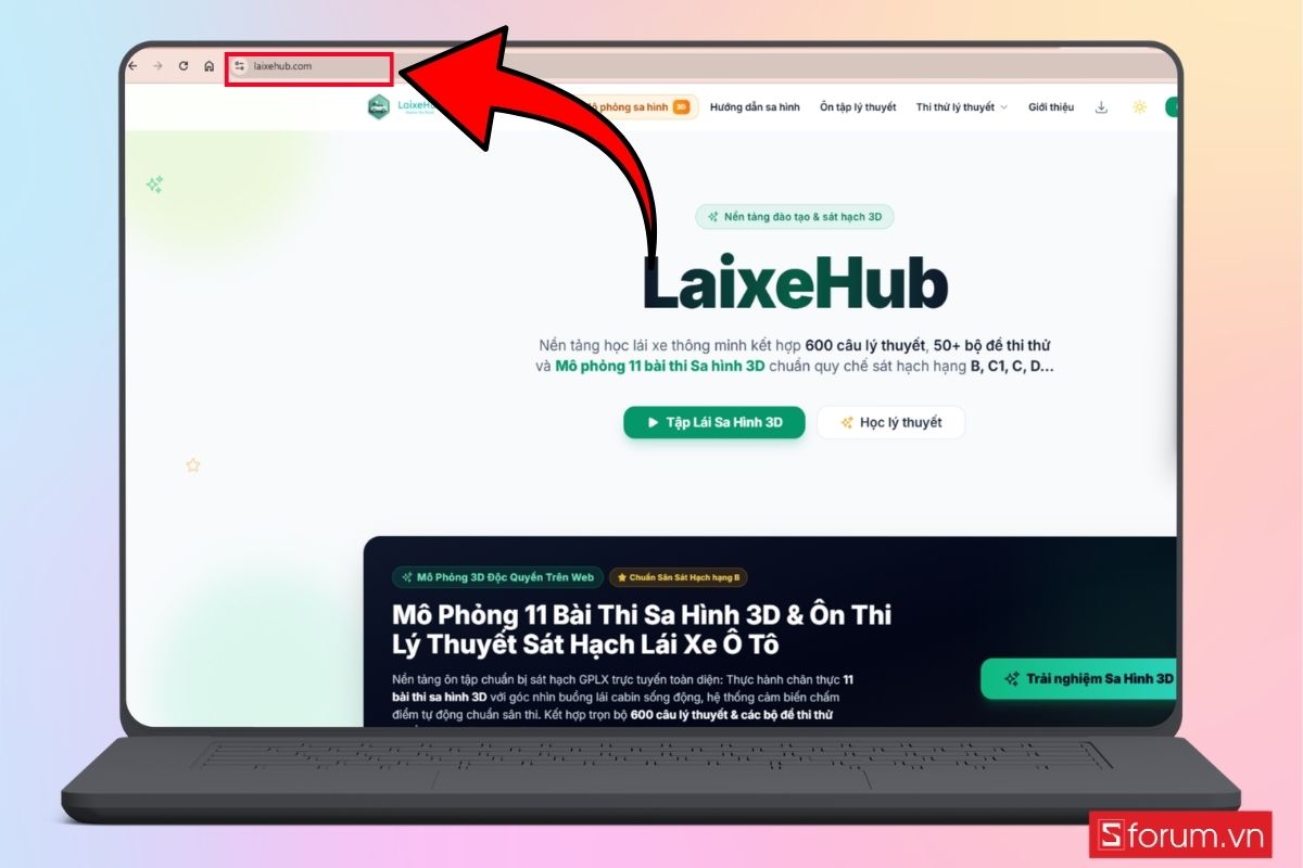 Hướng dẫn sử dụng web luyện thi sa hình 3D bước 1