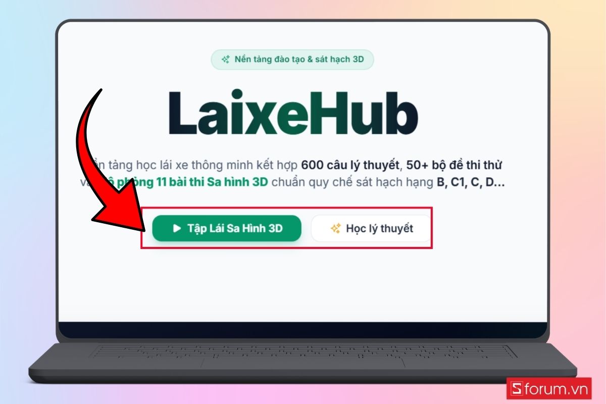 Hướng dẫn sử dụng web luyện thi sa hình 3D bước 2