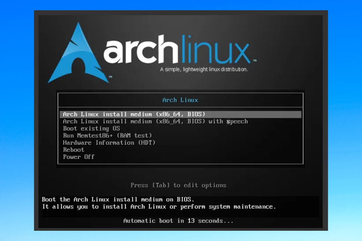 Cách khởi động Arch Linux bước 3