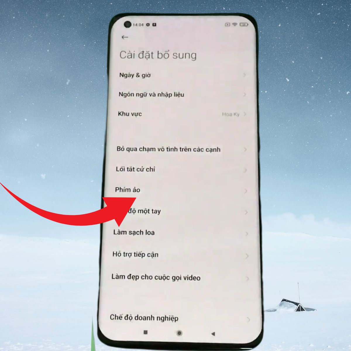 Cách bật phím ảo Xiaomi bước 2
