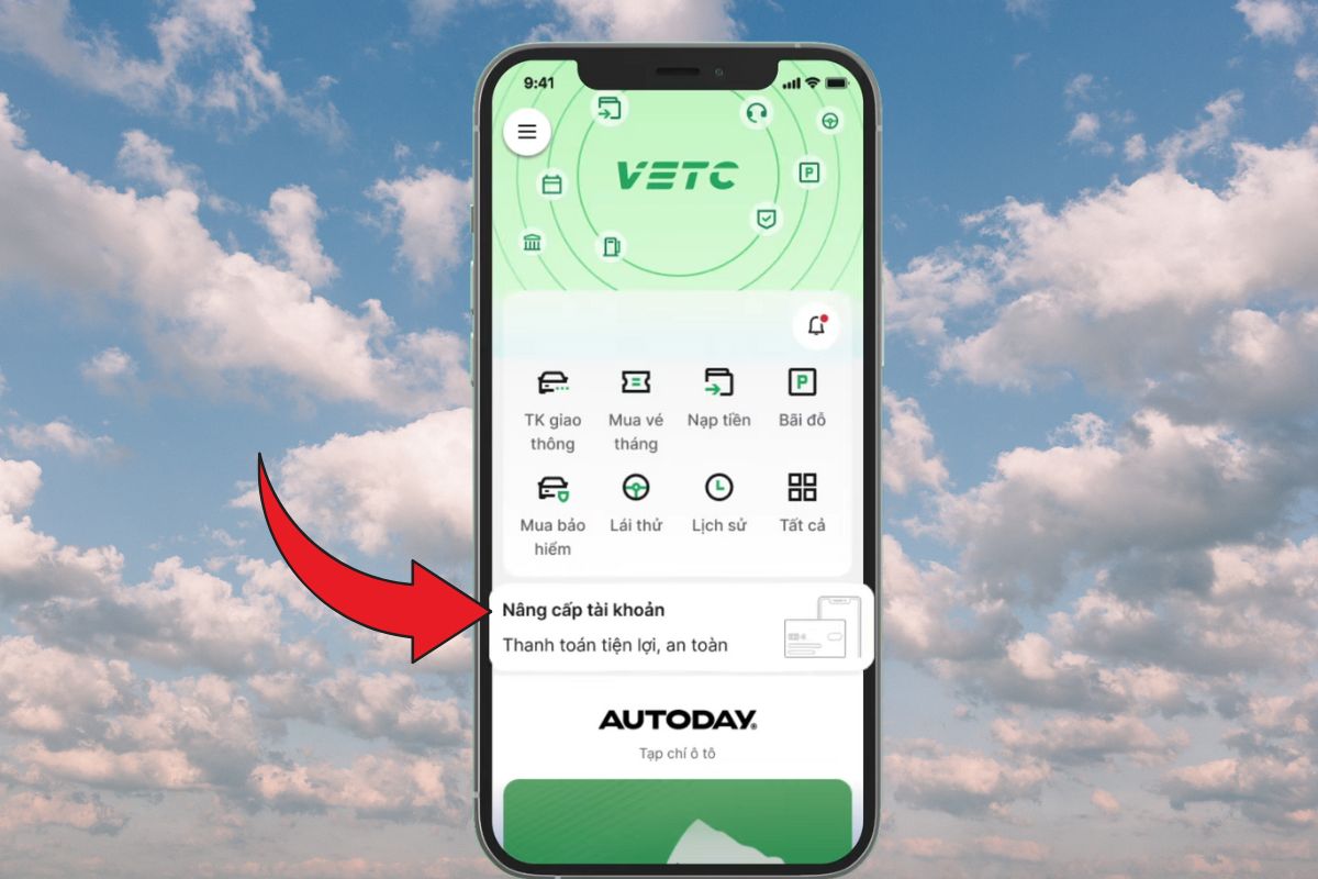Hướng dẫn chuyển đổi tài khoản giao thông trên ứng dụng VETC bước 2