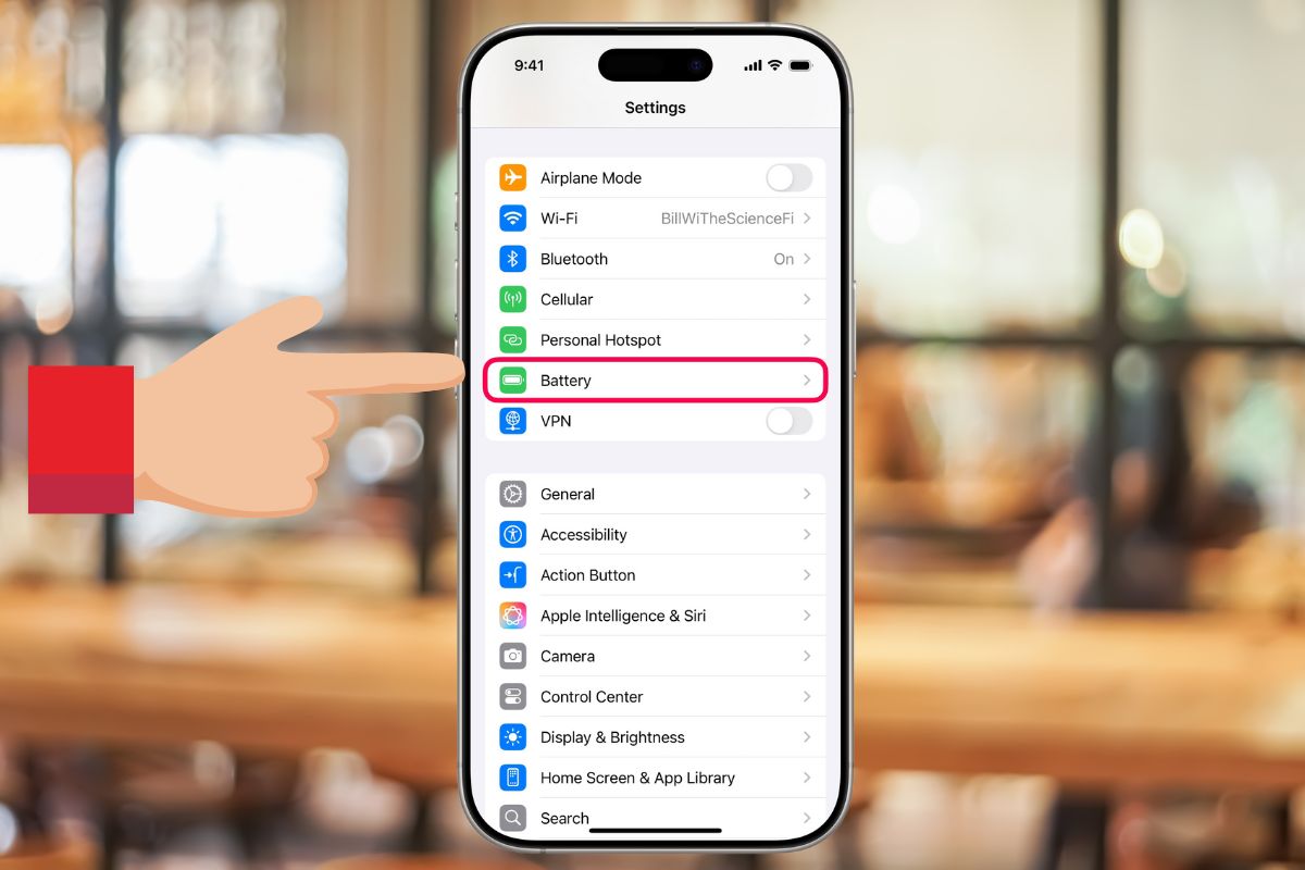 Chọn tiếp vào mục Pin