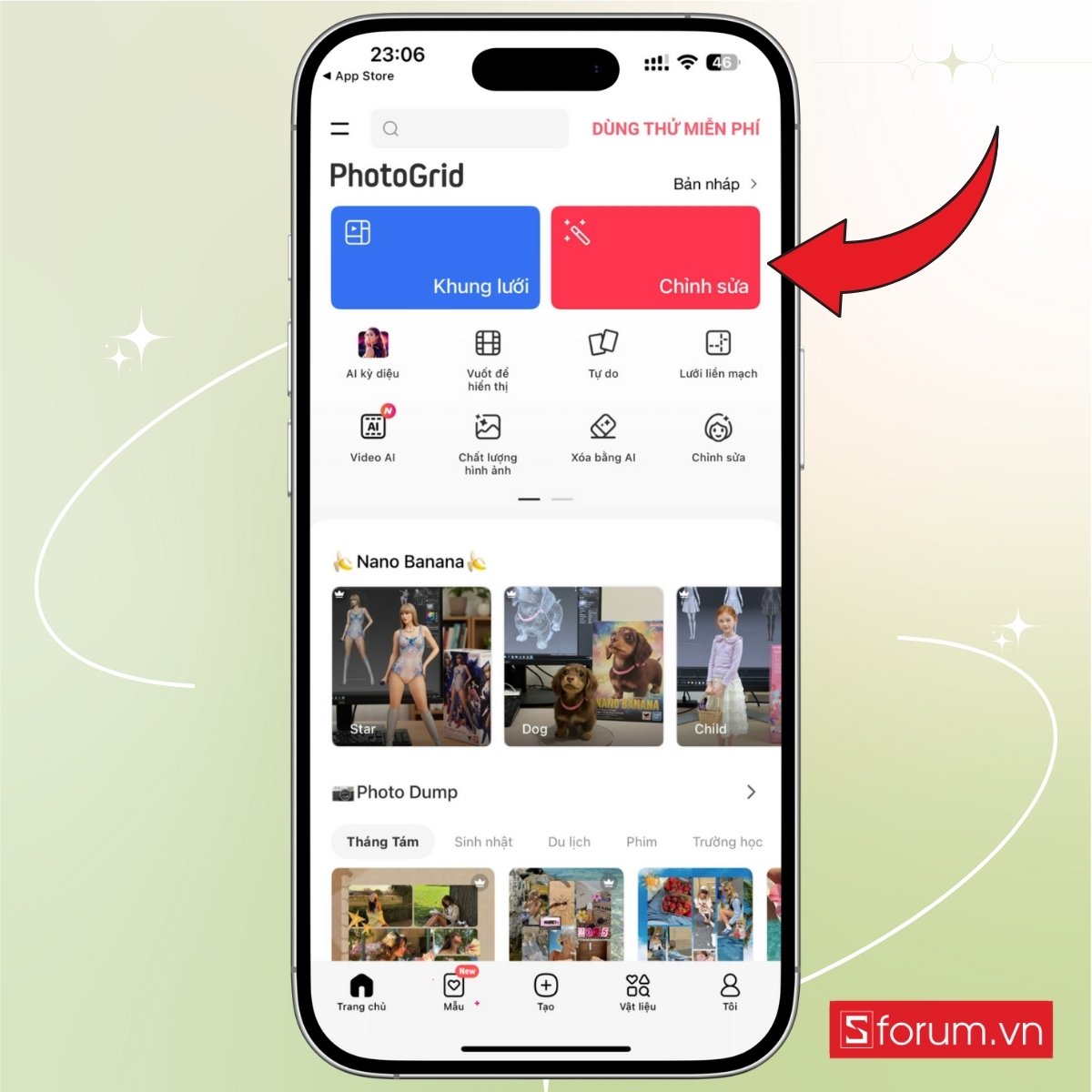 Cách cắt ảnh 4x6 trên điện thoại PhotoGrid bước 2