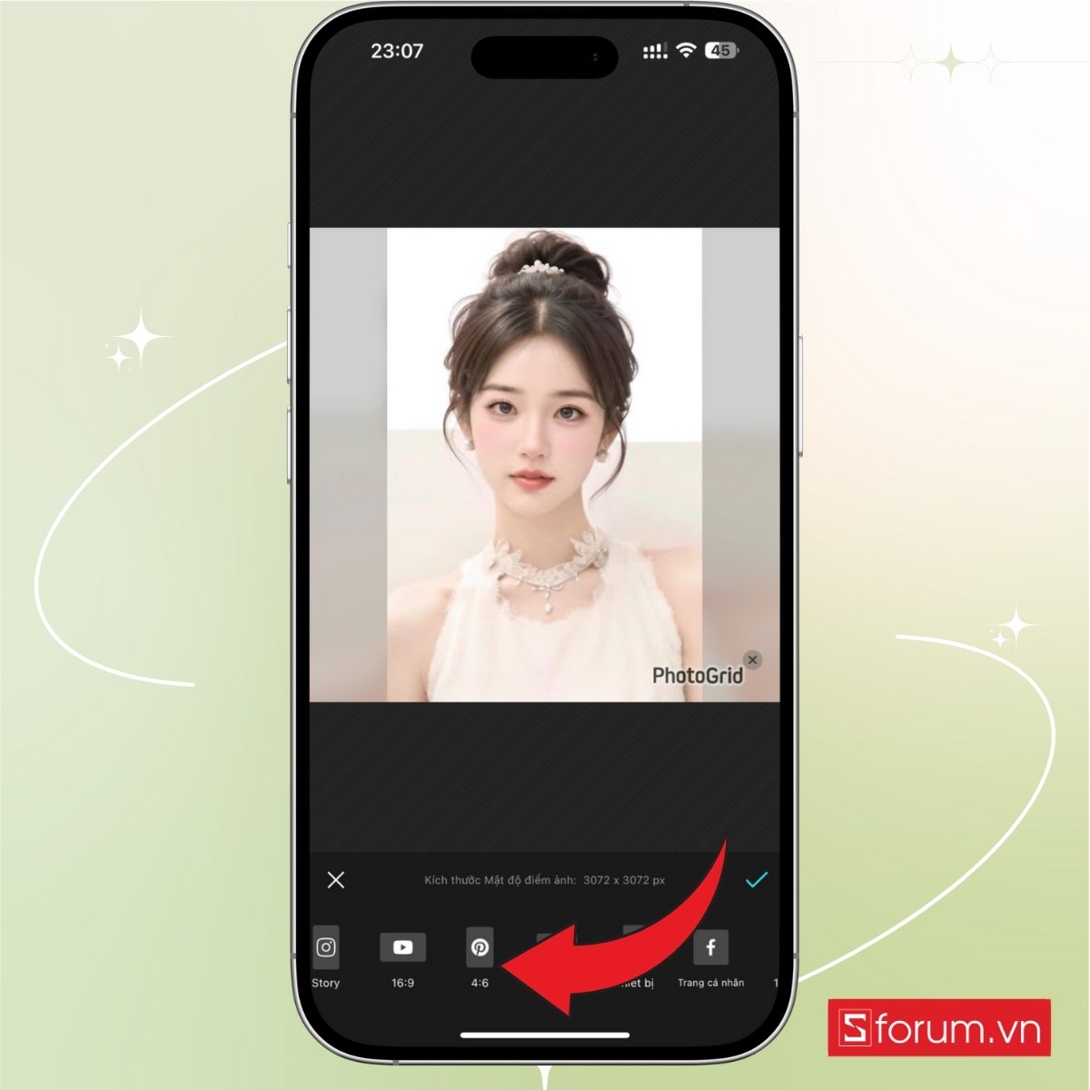 Cách cắt ảnh 4x6 trên điện thoại PhotoGrid bước 3