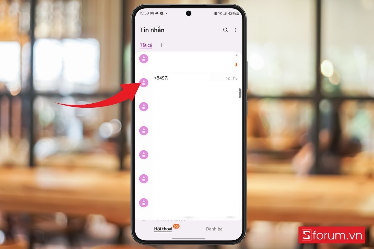 Tìm đến tin nhắn từ số bạn muốn chặn