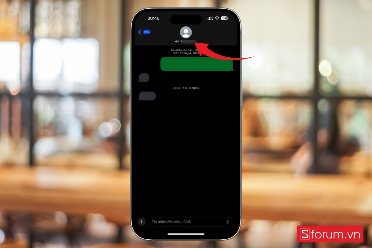 Nhấn vào tên hoặc số điện thoại của người gửi