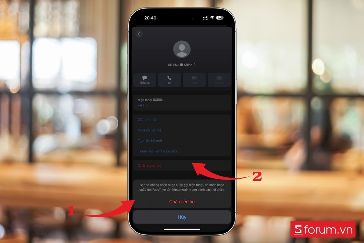 Nhấn vào tùy chọn Chặn người gọi
