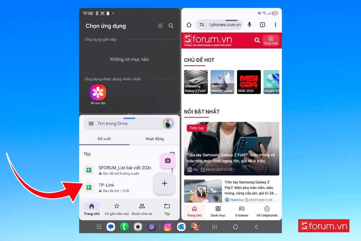 Cách chia đôi màn hình trên Galaxy Z Fold 7 để tận dụng tối đa hình 7