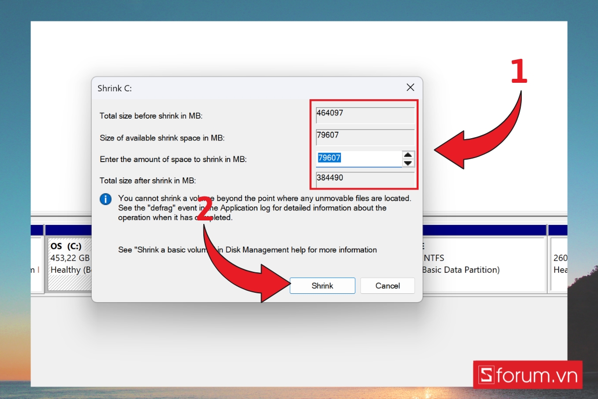 Cách chia ổ cứng trên Win 11 bằng cách Disk Management - bước 5