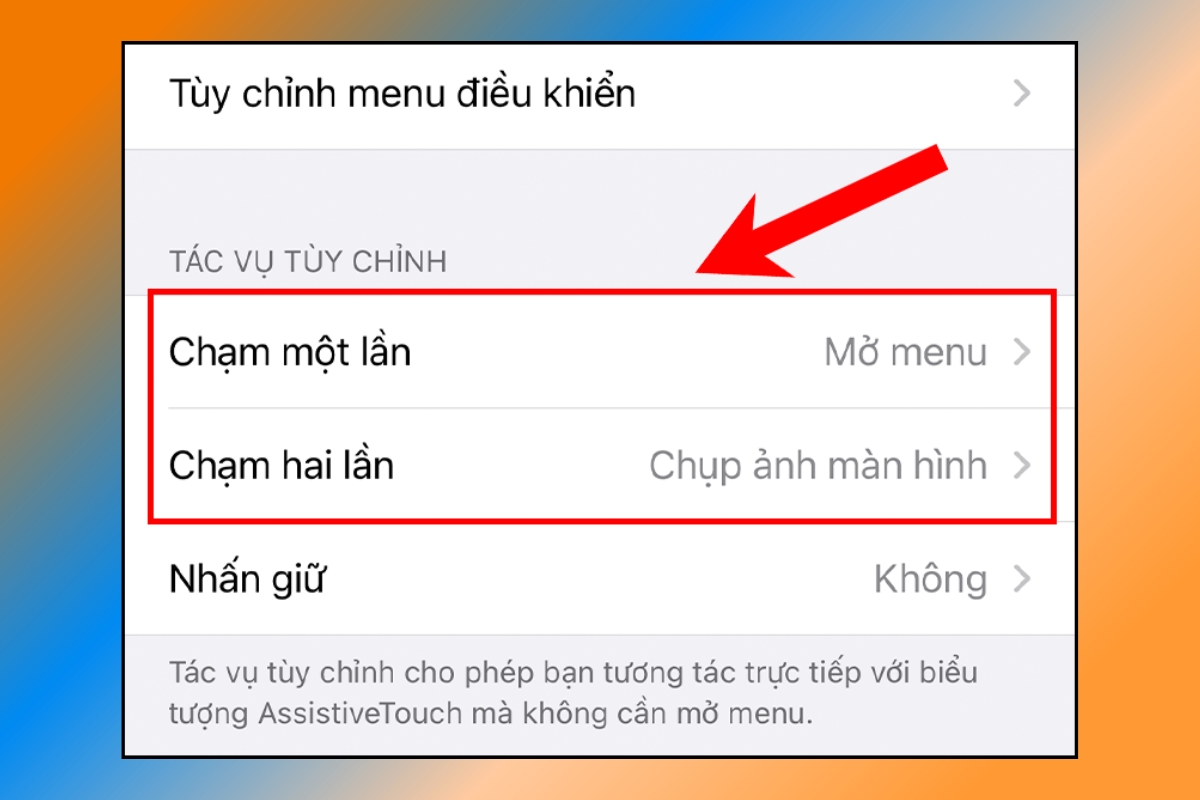 Chỉnh chức năng chụp ảnh màn hình cho thao tác trên nút home ảo