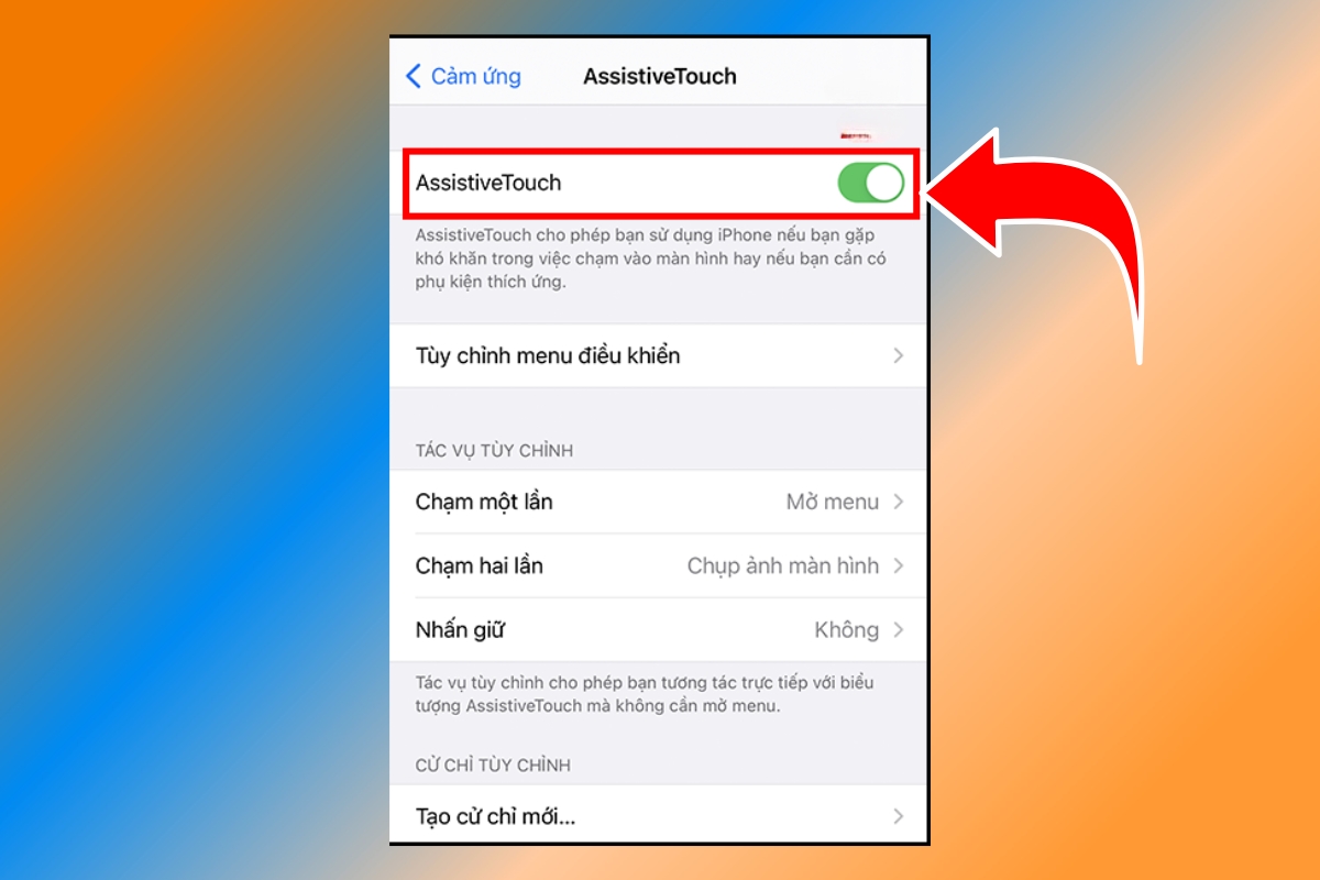 Kích hoạt tính năng AssistiveTouch