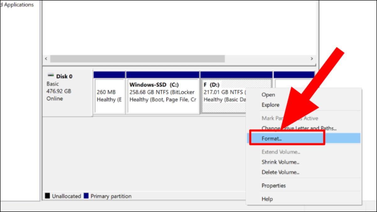 Cách Format ổ cứng bằng Disk Management bước 3