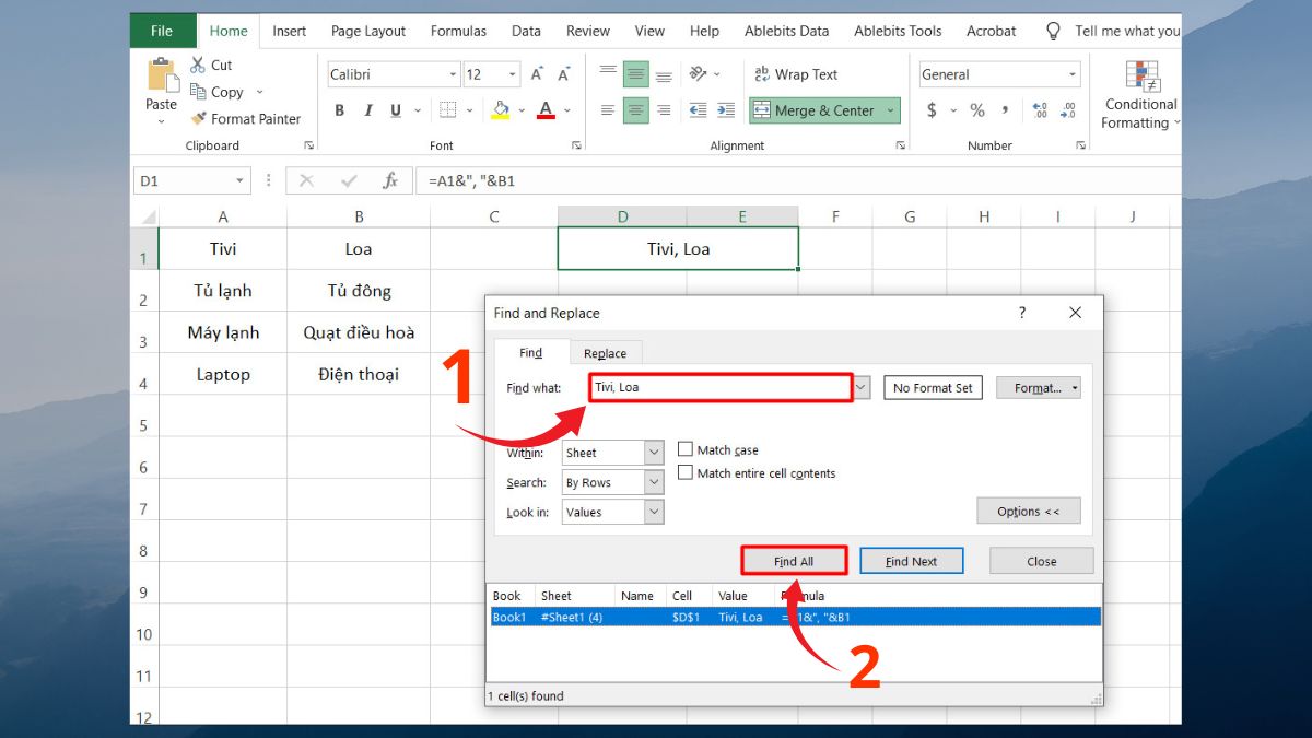 Cách tìm các ô đã gộp trong Excel 3